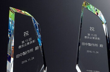 表彰楯 《【G】B314 A 縦250mm 表彰楯 光学ガラス》 【ご注文後メーカー取寄せ】 盾 楯 企業表彰 社内表彰 スポーツ表彰 周年記念 勤続 退職記念 名入れ プレゼント 送料無料 ガラスが美しい表彰楯 母の日 父の日 最短