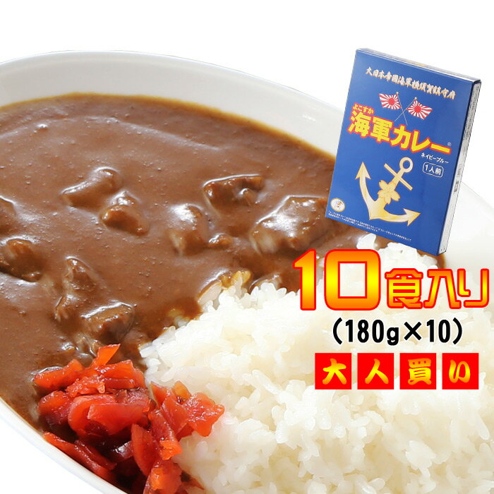 退職祝い 還暦祝い よこすか海軍カレー 調味商事 ネイビーブルー レトルトカレー 中辛 180g×1食入 10個 鉄腕DASH 鉄腕 ダッシュ DASH 最短
