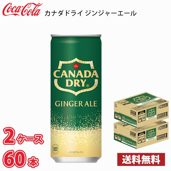 コカ・コーラ カナダドライ ジンジャーエール 250ml 缶 60本 （2ケース） 送料無料!!(北海道別途700円、沖縄県配送不可)