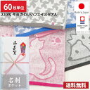 【送料無料】60枚単位 粗品タオル 【名刺ポケット付きビニール】 日本製 今治タオル 220匁 ネコ・ハリネズミ かわいいフェイスタオル / 今治 タオル フェイスタオル フェイス まとめ買い 国産 ねこ 猫 はりねずみ 粗品 御年賀 お年賀 ご挨拶 あいさつ 御多織る 引越し 記念