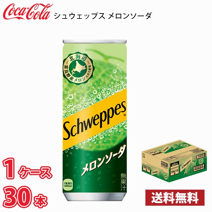 コカ・コーラ シュウェップス メロンソーダ 250ml 缶 30本入り ●1ケース 送料無料!!(北海道別途700円、沖縄県配送不可)