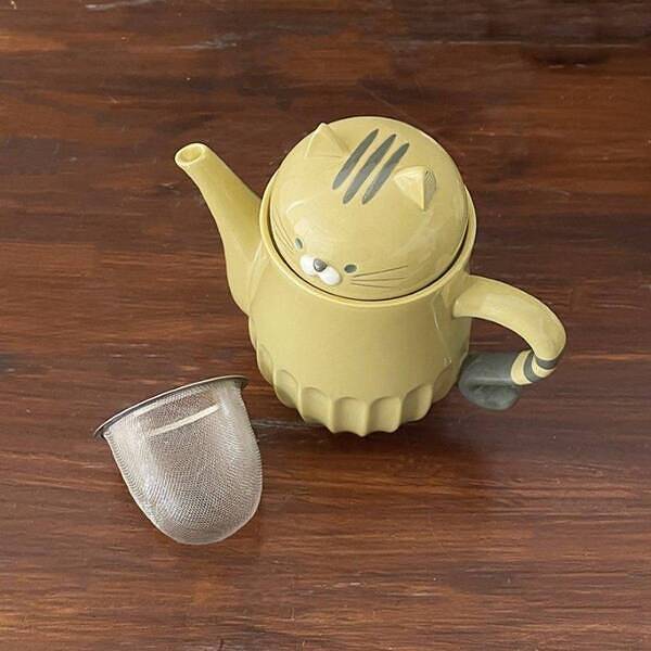 送料無料 しのぎのねこティーポット マグカップ とら 猫 ネコ好き おしゃれ かわいい インテリア 長寿 クリスマス 誕生日 プレゼント