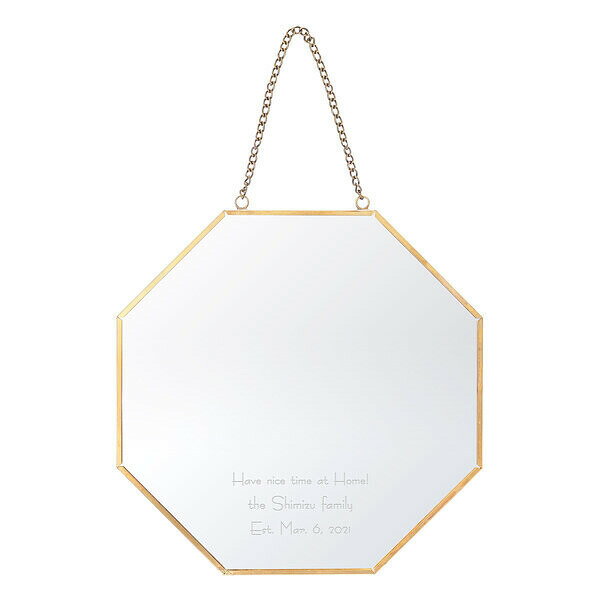 名入れ 真鍮ウォールミラー オクタゴン 送料無料 真鍮 ハンドメイド 壁掛け 八角形 八方 鏡 ミラー ラッピング ギフトバッグ プレゼント 父の日 母の日 誕生日 夫婦 結婚祝い 新築祝い 開店祝い 敬老の日 [3]
