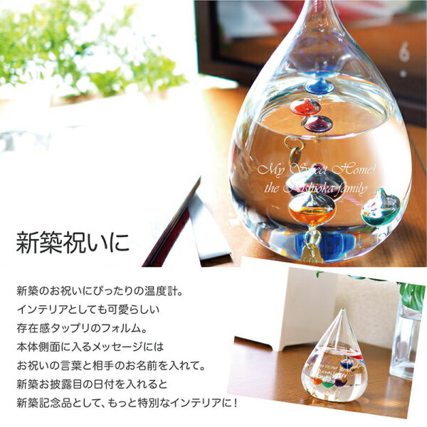 名入れ ガリレオ温度計 ドロップ L おしゃれ 送料無料 開店祝い 開業記念 新築祝い 出産祝い 内祝い 記念品 表彰 ラッピング ギフトバッグ プレゼント クリスマス ホワイトデー 誕生日 父の日 母の日 誕生日 夫婦 結婚祝い 敬老の日 [2]