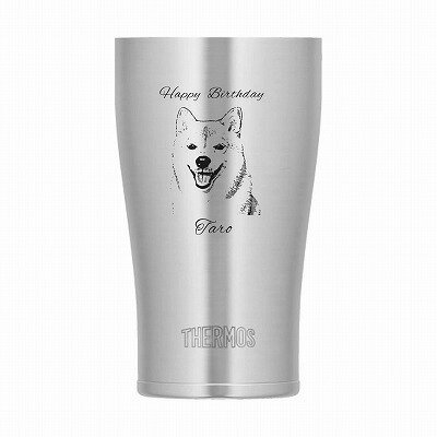 サーモスタンブラー JDY-340S（340ml）孫、子供の絵彫刻　似顔絵彫刻　ペットの写真　真空二重構造　オリジナル　ペット写真彫刻　写真彫刻　手書き彫刻　画像彫刻　イラスト彫刻 　レーザー彫刻　凹状に彫りますので耐久性向上