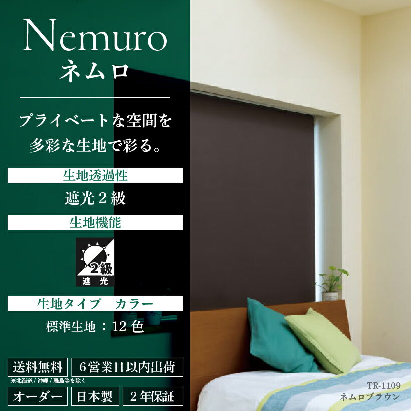 【最大★3000円オフクーポン】 ロールスクリーン ネムロ 遮光2級 オーダー 1cm単位 幅200cm 高さ300cm 立川機工 ファーステージ