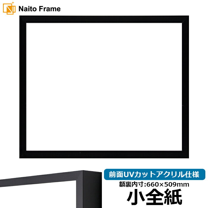 デッサン額縁 NS004/ブラック（09-MT117） 小全紙サイズ（660×509mm） 前面UVカットアクリル仕様 ラーソン・ジュール アルミ製