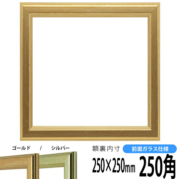 正方形 額縁 9564/ゴールド 250角 （250×250mm） 前面ガラス仕様 ハンカチ額 スカーフ 25角 25cm角 フレーム