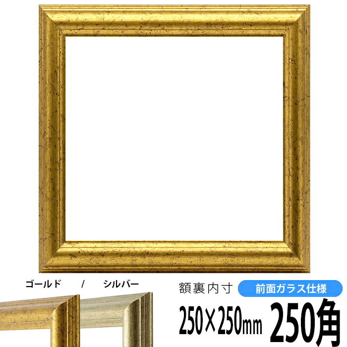 正方形 額縁 9580/ゴールド 250角 （250×250mm） 前面ガラス仕様 ハンカチ額 スカーフ 25角 25cm角 フレーム