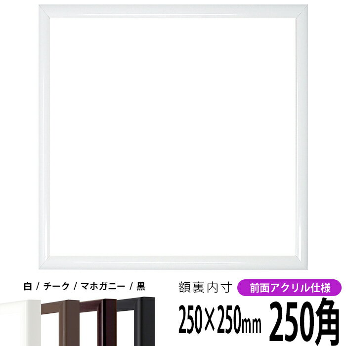 【キズあり品】正方形 額縁 J型/白 250角（250×250mm） 前面UVカットアクリル仕様 ハンカチ額 スカーフ 25角 25cm角 フレーム