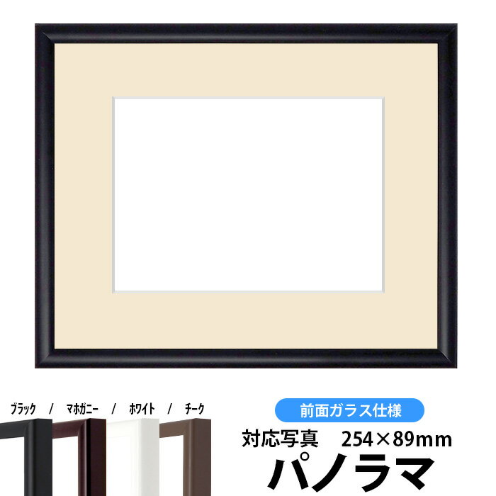 【キズあり品】写真用額縁　J型/黒　パノラマ(254×89mm)専用　前面ガラス仕様　マット付き その1