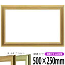 【キズあり品】横長額縁 9564 500×250mm ゴールド/シルバー 前面UVカットアクリル仕様 タテヨコ兼用 長方形 ワイド