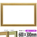 【キズあり品】横長額縁 9564 600×300mm ゴールド/シルバー 前面UVカットアクリル仕様 タテヨコ兼用 長方形 ワイド