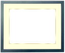 写真用額縁 歩-7/ブルー 写真四つ切(305×254mm)専用 前面UVカットアクリル仕様 マット付き(金色細縁付き)