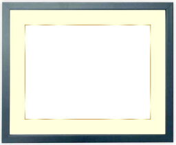 写真用額縁　歩-7/ブルー　A3(420×297mm)専用　前面UVカットアクリル仕様　マット付き（金色細縁付き）
