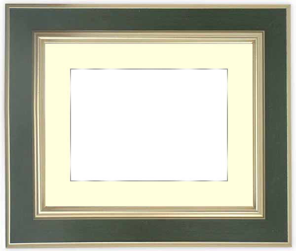 【塗装ムラ・キズあり品】水彩額　9583/Sグリーン　水彩F10（530×455mm）専用　前面ガラス仕様　マット付き（銀色細縁付き）