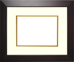 写真用額縁　D777/セピア　ハガキ（152×102mm）専用　前面アクリル仕様　マット付き（金色細縁付き） ラーソン・ジュール