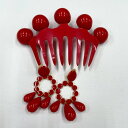 フラメンコ衣装小物 中古,新古アクセサリー中古新古ポンポンペイネタ イヤリングセット 赤可愛いイヤリング 可愛いポンポン髪飾りオススメ商品 お買い得お教室断捨離...