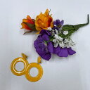 フラメンコ衣装小物 中古,新古イヤリング 中古新古コサージュ イヤリングセット 紫/黄色小花可愛いイヤリング ピアス 花 オススメ商品 お買い得お教室断捨離処分...