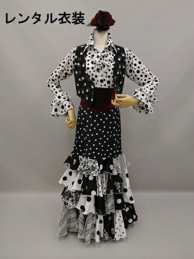 【レンタル】RBL-52-1 RBL51-1 RSK-14-2 RWB-2-1 ブラウス フリルスカート ベスト カマ—ベルト 4点セット 白x黒 ...