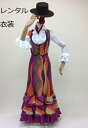 【レンタル】RBL-52-6 RBL-72-1 RSK-72-1 白フリルシャツカラーブラウス マルチドット ハイウエストスカート ベスト オレンジ系 ブレリア...