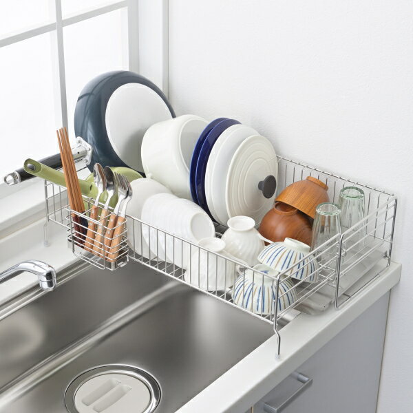 水切り ラック シンク ステンレス お皿が立てやすいオールステンレス伸縮水切り 1306219