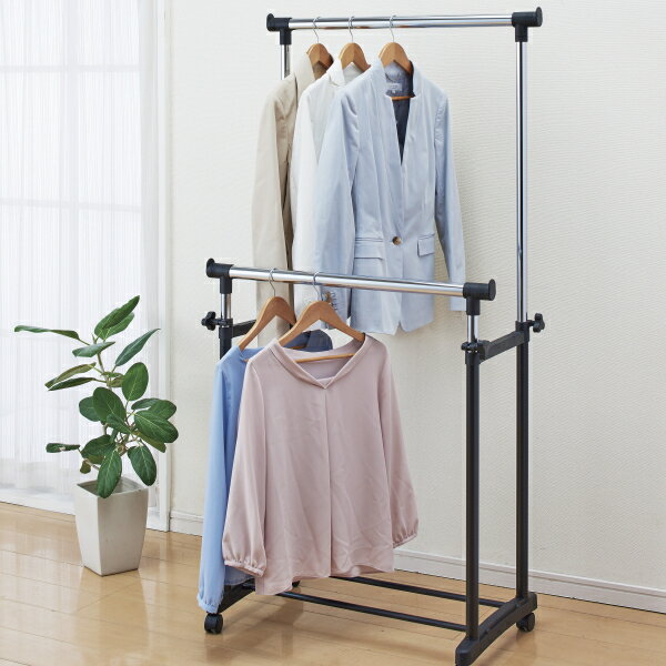 組立式 極太パイプハンガー　ダブル　75cm幅　N-7602