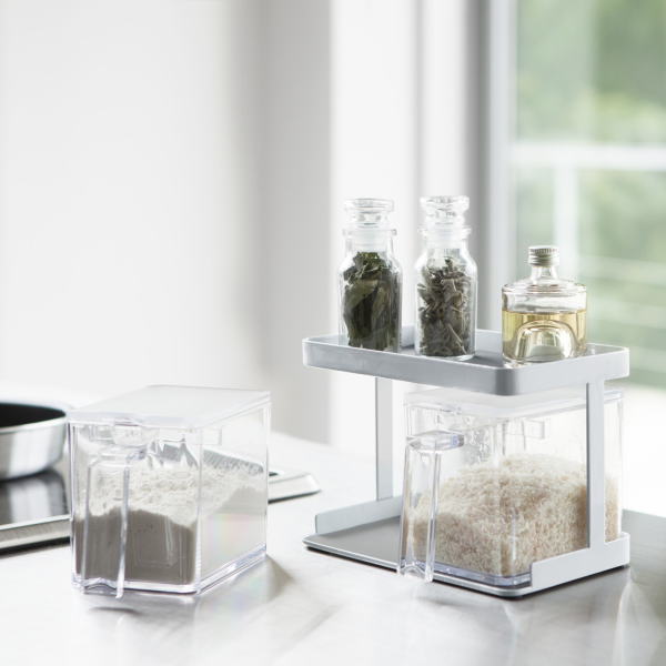 tower 調味料ストッカー2個&ラック タワー ホワイト