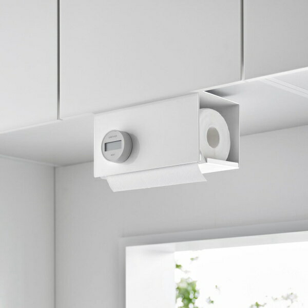 tower 片手でカット 戸棚下キッチンペーパーホルダー タワー カバー付き S ホワイト