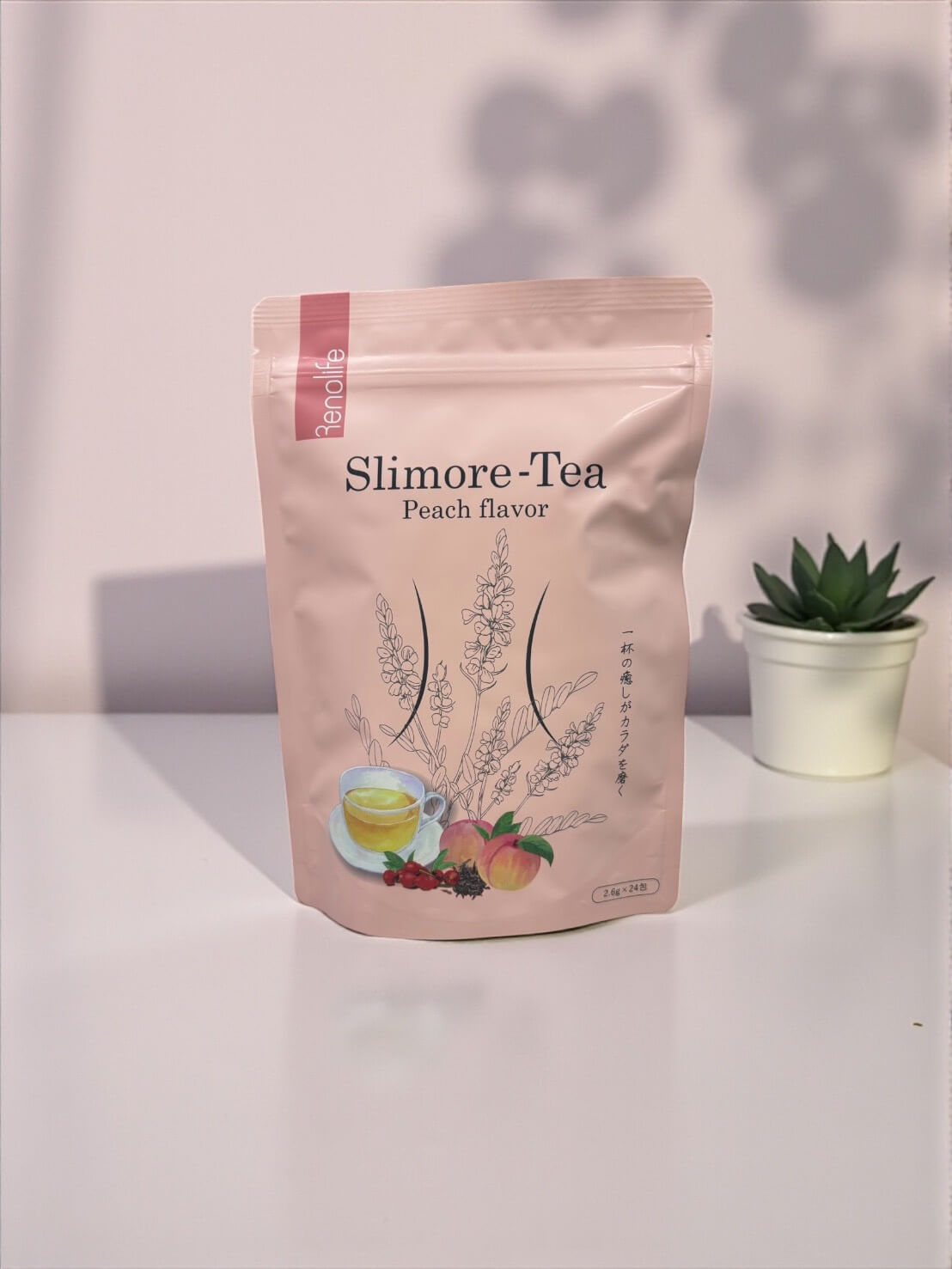 Rakuten - Renolife Slimore-Tea(スリモアティー) ピーチハーブティー ダイエットティー 美容茶 紅茶 お茶 腸活 茶 キャンドルブッシュ プーアル茶 ローズヒップ ジンジャー ノンカロリー ティーバッグ 温活 リラックス 女性向け ギフト ブレンド 24包入り 空メディック レノライフ