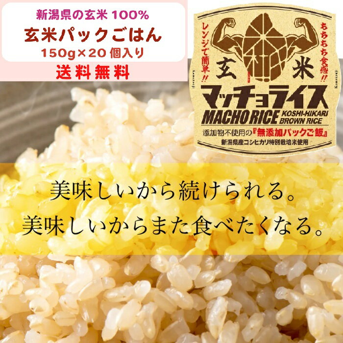 送料無料【 新米 】 令和7年度産 新潟 県産 玄米 パック ごはん マッチョ ライス 150g 20個 箱 コシヒ..