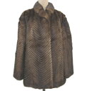 【中古】中古美品 訳あり 毛皮 カットミンク ハーフコート(11号サイズ)