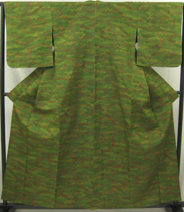 【中古】中古美品 女単衣 紬着物(正絹)