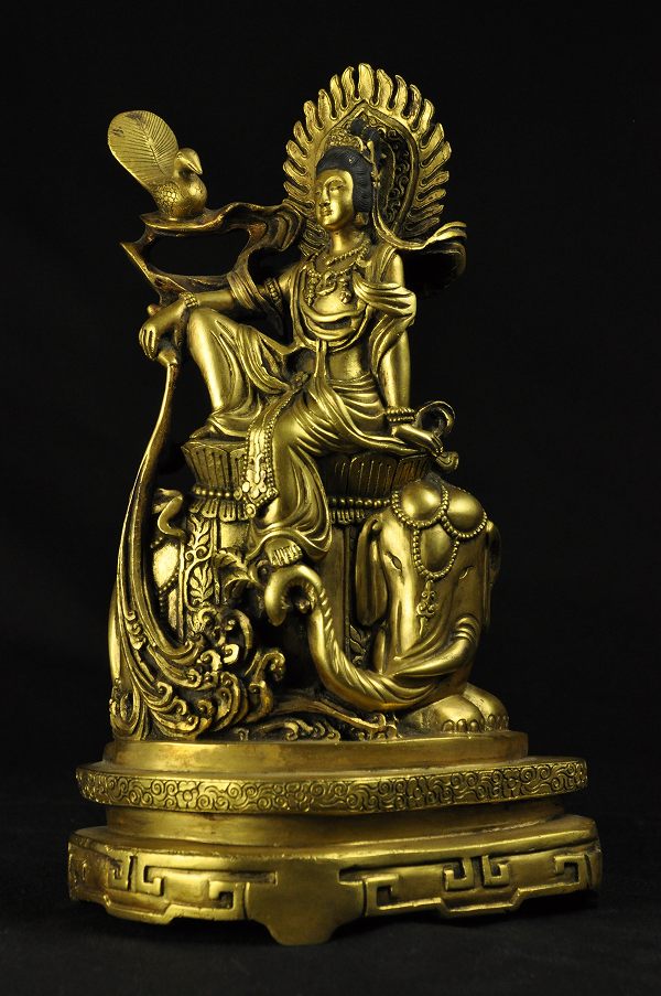 普賢菩薩銅造鍍金彫金仕上げ一点もの