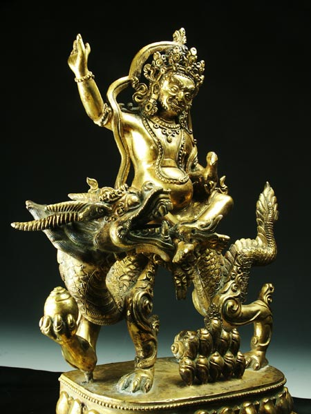 毘沙門天（宝蔵神ジャンバラ）銅造鍍金彫金仕上げ