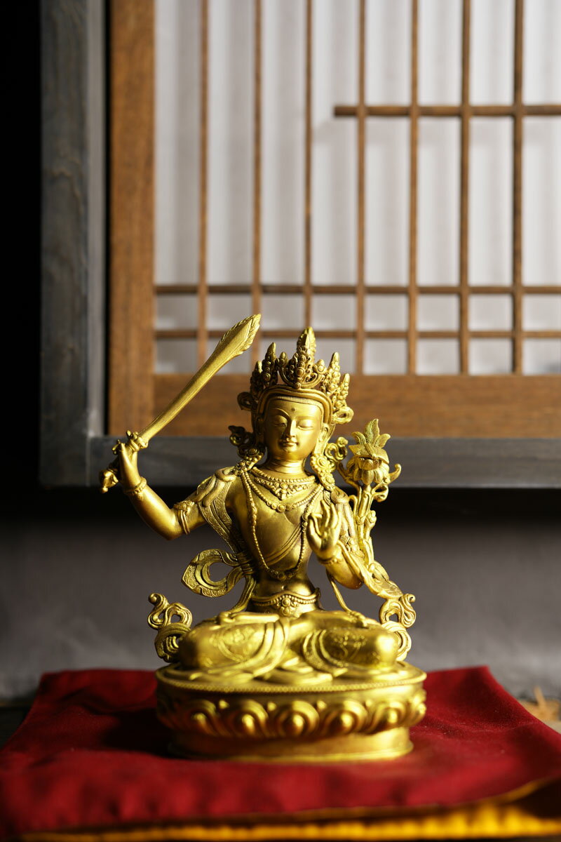 文殊菩薩 銅造金色仕上げ