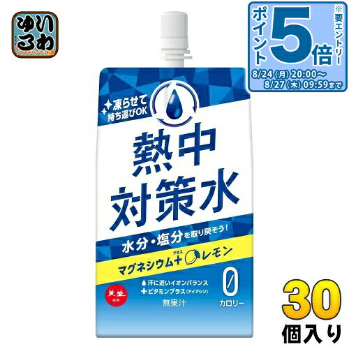 ＞ こちらの商品の単品・まとめ買いはこちら【一個あたり 130円（税込）】【賞味期間】製造後12ヶ月【商品説明】「水分」「塩分」をカラダにチャージ。厚労省・環境省が推奨する塩分濃度に合致(0.16%)。汗に近いイオンバランス。カロリーゼロでダイエットサポート。パウチタイプで持ち運びラクラク。すっきりレモン味。【名称および品名】清涼飲料水【エネルギー】300gあたり0kcal【栄養成分】たんぱく質0g、脂質0g、炭水化物0g、食塩相当量0.49g、マグネシウム71.5mg、カルシウム6.0mg、カリウム60mg、ナイアシン3.9mg、パントテン酸・V.B1・V.B2・V.B6・V.C・V.E0mg、ビオチン・V.A・V.B12・V.D・V.K・葉酸0μg、クエン酸900mg、L-カルニチン30mg【原材料】ぶどう糖(国内製造)、食塩 / クエン酸、ショ糖エステル、香料、塩化カリウム、乳酸カルシウム、甘味料(スクラロース)【保存方法】常温【製造者、販売者、又は輸入者】赤穂化成株式会社【アレルギー特定原材料】なし【変更事項】ページリニューアル日：2024/03/28変更内容：パッケージ※北海道・沖縄県・離島(一部)へのお届けは決済時に送料無料となっていても追加送料が必要です。(コカ・コーラ直送を除く)北海道1個口 715円（税込）、沖縄県1個口 2420円（税込）※離島・一部地域は追加送料がかかる場合があります。追加送料の詳細は注文確定メールにてご案内いたします。※本商品はご注文タイミングやご注文内容によっては、購入履歴からのご注文キャンセル、修正を受け付けることができない場合がございます。変更・修正ができない場合は、メール、お電話にてご連絡をお願い致します。送料無料 熱中対策 熱中症予防 熱中予防 レモン 檸檬 冷凍可能 カロリーゼロ ダイエット パウチタイプ 携帯 持ち運び 水分 塩分 マグネシウム ねっちゅうしょう イオン ビタミン ナイアシン 無果汁 天塩 ケース まとめ買い セット 4901291091240