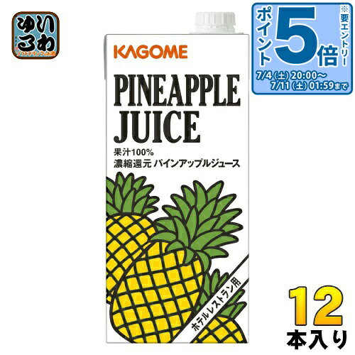Pineapple - 〔エントリーでポイント5倍！〕 カゴメ パインアップルジュース ホテルレストラン用 1L 紙パック 12本 (6本入×2 まとめ買い) 〔果汁飲料〕