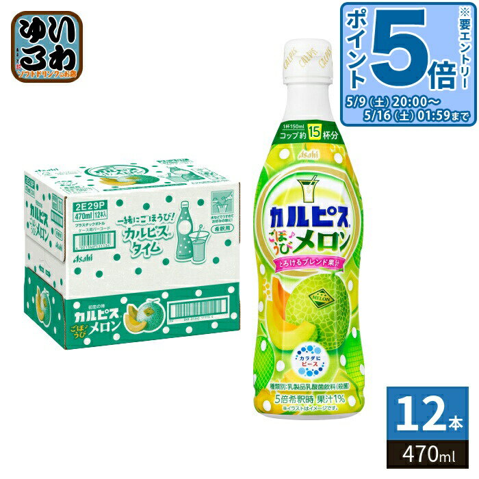 〔エントリーでポイント5倍！〕 アサヒ カルピス ごほうびメロン 5倍希釈用 470ml ピースボトル 12本入 乳酸飲料 希釈 濃縮 原液