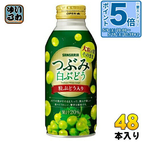 Mountain Grape - 〔エントリーでポイント5倍！〕 サンガリア つぶみ白ぶどう 380g ボトル缶 48本 (24本入×2 まとめ買い) 果汁飲料 白ブドウ
