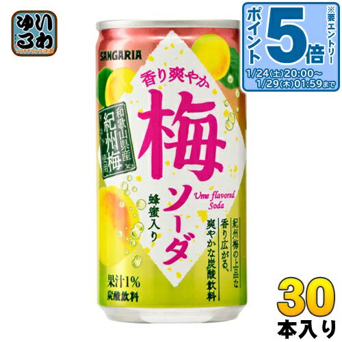 〔エントリーでポイント5倍！〕 サンガリア 香り爽やか梅ソーダ 190g 缶 30本入