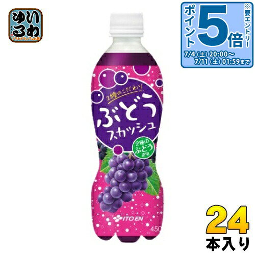 〔エントリーでポイント5倍！〕 伊藤園 2種のこだわりぶどうスカッシュ 450ml ペットボトル 24本入 炭酸飲料 ぶどう