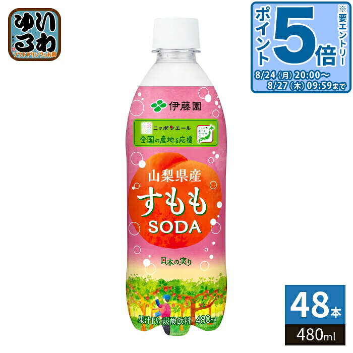 ＞ こちらの商品の単品・まとめ買いはこちら【一個あたり 131円（税込）】【賞味期間】製造後6ヶ月【商品説明】「ニッポンエール 山梨県産すももSODA」は、気候と風土に恵まれ日本一の生産量を誇る山梨県で育った「すもも」を使用した、甘みと酸味がバランスよく調和した爽やかな味わいの炭酸飲料です（果汁1％）。パッケージには、実りある山梨県のすもも園をイラストで描くことで、一つひとつ丁寧に収穫する生産者の温かみを伝えています。本製品を全国にお届けすることで、国産すももの認知と生果の販売拡大につなげ、すもも農家の皆様を応援します。【名称および品名】ニッポンエール山梨県産すももソーダPET480ml【エネルギー】480mlあたり189kcal【栄養成分】たんぱく質0g、脂質0g、炭水化物47g、食塩相当量0.15g、カリウム0〜25mg【原材料】糖類(果糖ぶどう糖液糖(国内製造)、砂糖)、すもも果汁【保存方法】常温【製造者、販売者、又は輸入者】株式会社伊藤園【アレルギー特定原材料】なし【変更事項】ページリニューアル日：2026/05/25変更内容：パッケージ、内容量、原材料、栄養成分※北海道・沖縄県・離島(一部)へのお届けは決済時に送料無料となっていても追加送料が必要です。(コカ・コーラ直送を除く)北海道1個口 715円（税込）、沖縄県1個口 2420円（税込）※離島・一部地域は追加送料がかかる場合があります。追加送料の詳細は注文確定メールにてご案内いたします。※本商品はご注文タイミングやご注文内容によっては、購入履歴からのご注文キャンセル、修正を受け付けることができない場合がございます。変更・修正ができない場合は、メール、お電話にてご連絡をお願い致します。■ 法人・団体のお客様 大口購入のご相談承ります ■法人のお客様、各種団体のお客様で、まとまった数量でのご購入をご検討の際は、お気軽にご相談ください。お客様のご要望に合わせて柔軟に対応させていただきます。まずはお気軽にお問い合わせフォームよりご連絡ください。送料無料 炭酸飲料 炭酸 たんさん 炭酸ジュース タンサン 果汁飲料 スモモジュース すもも果汁 ニッポンエール いとーえん itoen 日本の実り 分類: 500ml (350ml〜699ml) ケース まとめ買い セット 4901085666371