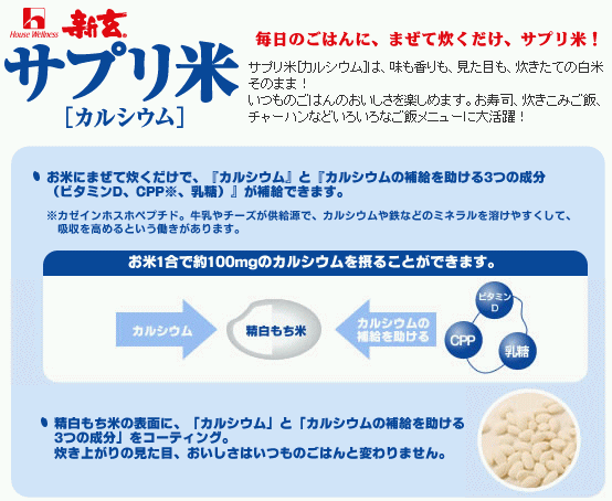 〔エントリーでポイント5倍！〕 ハウスウェルネス 新玄 サプリ米(カルシウム) 50g 40袋入 サプリメント米 栄養強化米 3