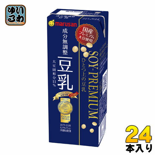 マルサンアイ ソイプレミアム ひとつ上の豆乳 成分無調整 200ml 紙パック 24本入〔marusan 豆乳飲料 SOY-PREMIUM 無調整豆乳 一つ上の豆乳 絹の味わい 国産大豆〕