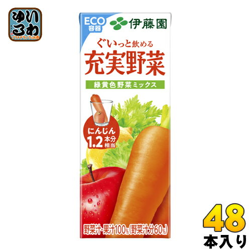 伊藤園 充実野菜 緑黄色野菜ミックス 200ml 紙パック 48本 (24本入×2 まとめ買い) 野菜ジュース 果実飲料 カロテン