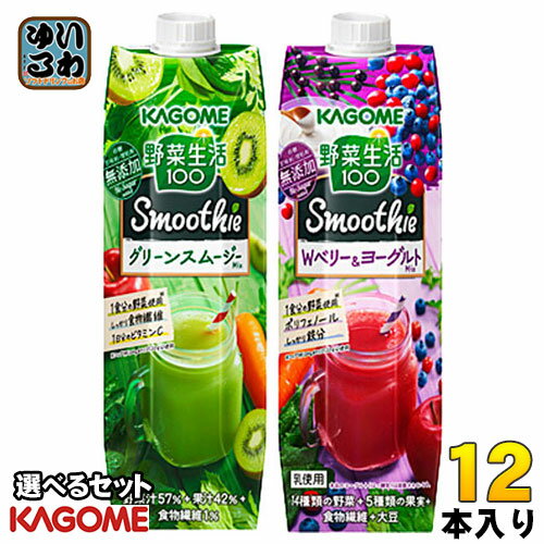 〔クーポン配布中〕カゴメ スムージー 1000g 紙パック 選べる 12本 (6本×2) 野菜ジュース〔果汁飲料〕