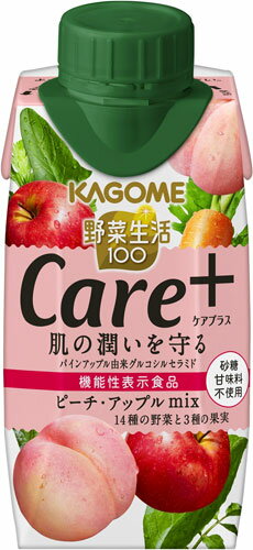 カゴメ 野菜生活100 Care+ ピーチ・アップルmix 195ml 紙パック 48本 (12本入×4 まとめ買い) 〔野菜ジュース〕