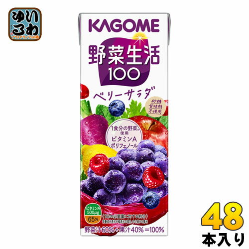 カゴメ 野菜生活100 ベリーサラダ 200ml 紙パック 48本 (24本入×2 まとめ買い) 野菜ジュース