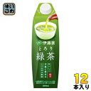 伊藤園 とろり緑茶 屋根型キャップ付き 1L 紙パック 12本 (6本入×2 まとめ買い) お茶 緑茶飲料 とろみ飲料